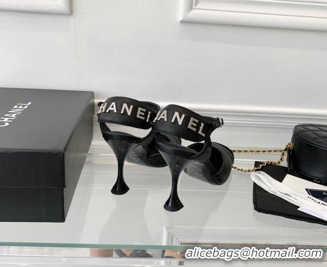 Best Price Chanel Lambskin Pumps 9cm with Logo Back Black 080918