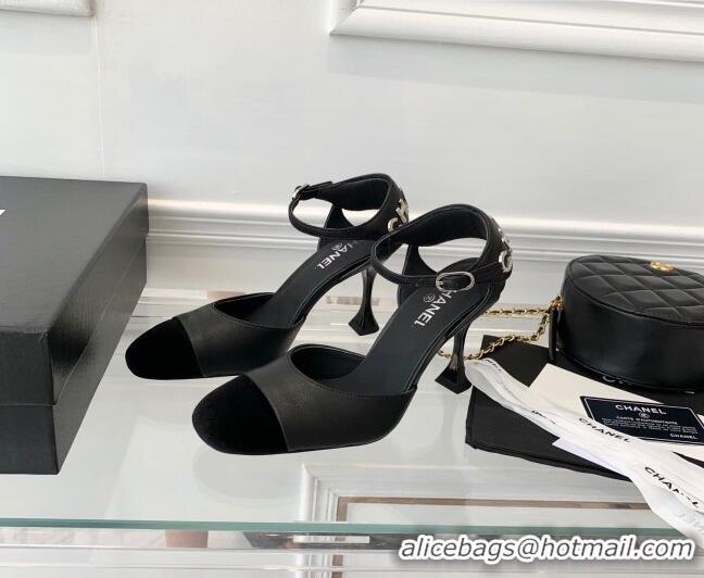 Best Price Chanel Lambskin Pumps 9cm with Logo Back Black 080918