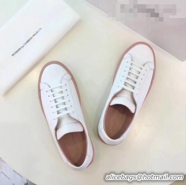 Traditional Discount Common Projects Leather Sneaker CP2135 White/Pink