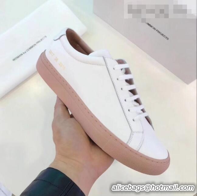 Traditional Discount Common Projects Leather Sneaker CP2135 White/Pink