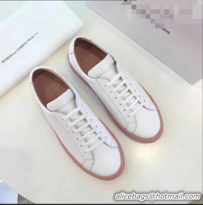 Traditional Discount Common Projects Leather Sneaker CP2135 White/Pink