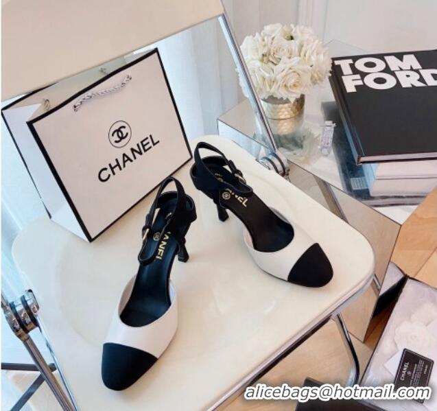 Popular Chanel Lambskin Slingback Pumps 8.5cm White 080929