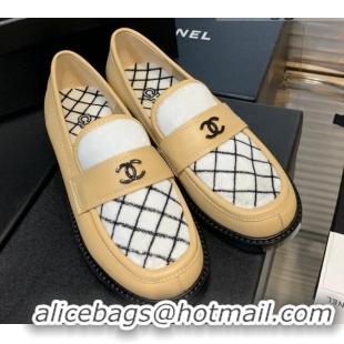 Low Price Chanel Quilted Fabric Loafers 080931 Apricot 2021