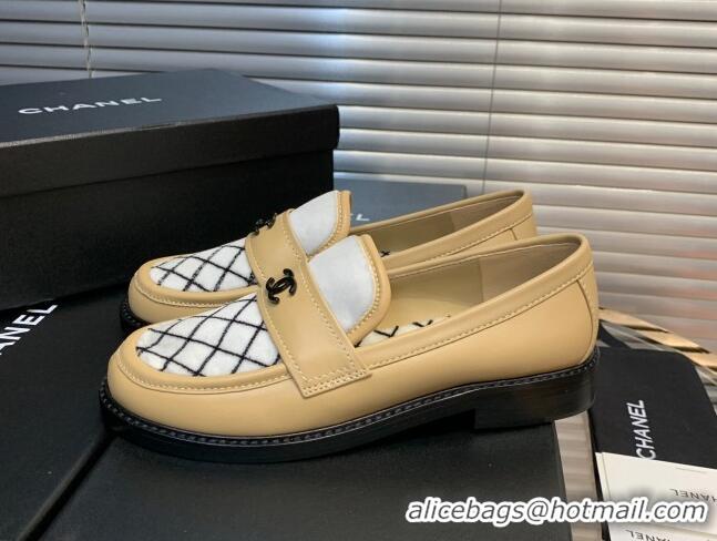 Low Price Chanel Quilted Fabric Loafers 080931 Apricot 2021