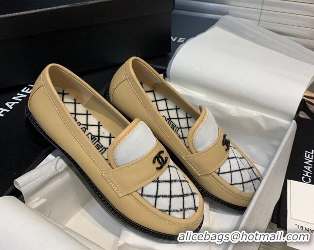 Low Price Chanel Quilted Fabric Loafers 080931 Apricot 2021