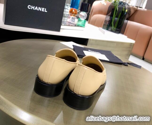 Unique Style Chanel Calfskin Loafers with Coin Charm G37932 Apricot 2021