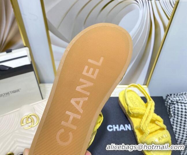 Most Popular Chanel Cord Flat Sandals G34602 Yellow 2021