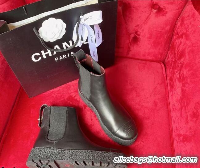 Luxurious Chanel Calfskin Platform Short Boots 080943 Black 2021