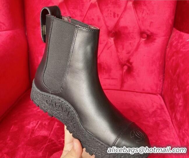 Luxurious Chanel Calfskin Platform Short Boots 080943 Black 2021