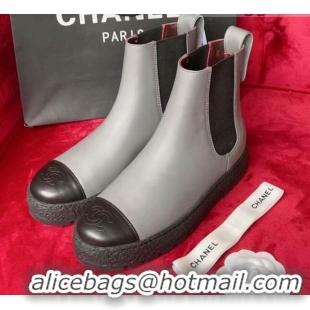 Top Design Chanel Calfskin Platform Short Boots 080943 Gray 2021