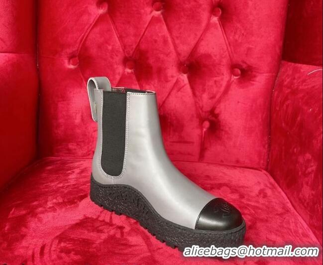 Top Design Chanel Calfskin Platform Short Boots 080943 Gray 2021