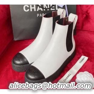 Pretty Style Chanel Calfskin Platform Short Boots 080943 White 2021