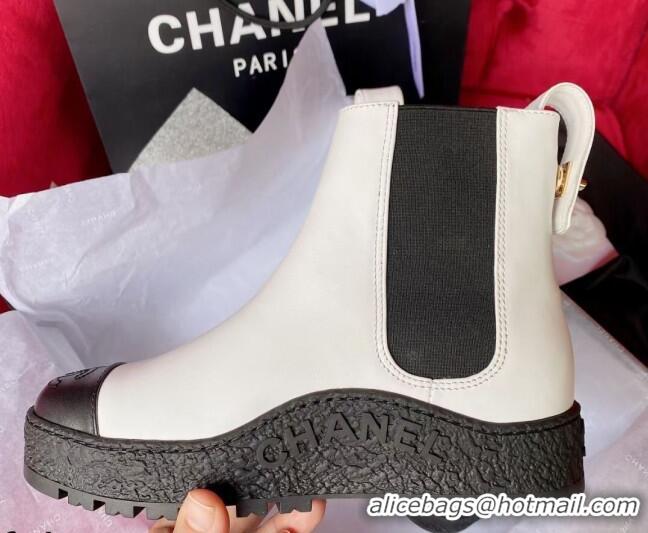 Pretty Style Chanel Calfskin Platform Short Boots 080943 White 2021