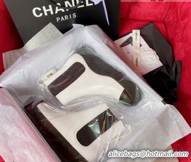 Pretty Style Chanel Calfskin Platform Short Boots 080943 White 2021