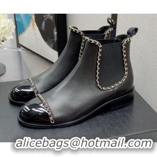 Good Quality Chanel Lambskin Chian Heel Short Boots 3cm 080949 Black 2021