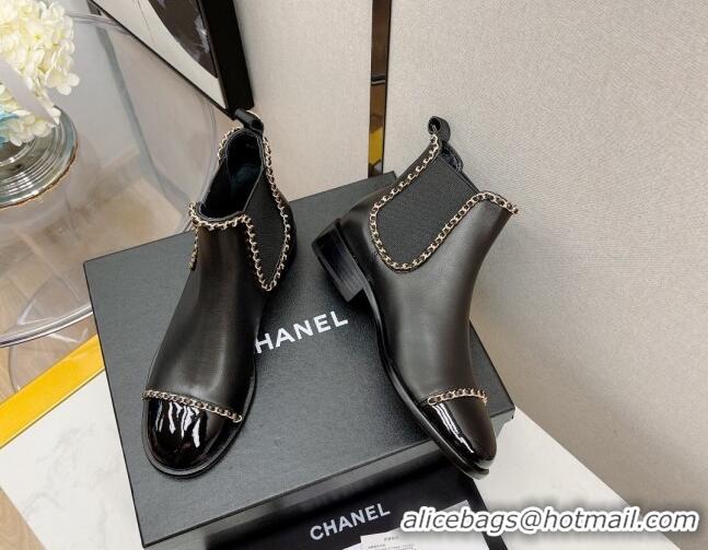 Good Quality Chanel Lambskin Chian Heel Short Boots 3cm 080949 Black 2021