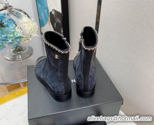 Good Product Chanel Suede Chain Short Boots G37826 Gray 2021