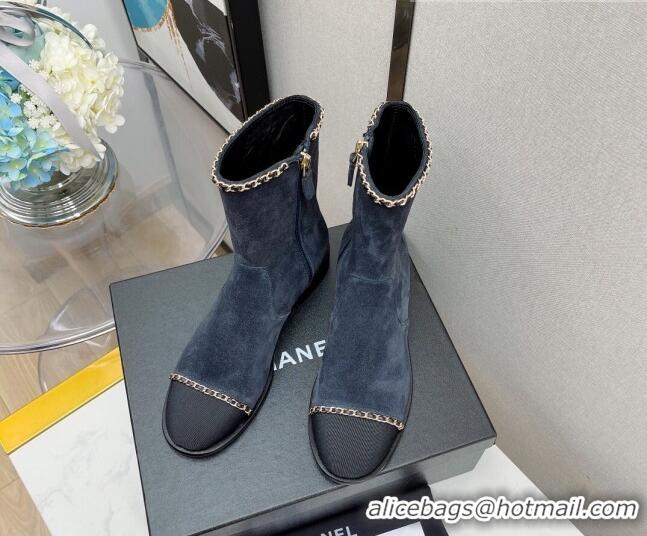 Good Product Chanel Suede Chain Short Boots G37826 Gray 2021