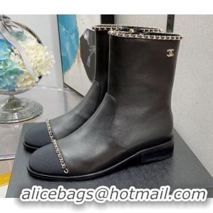 Cute Chanel Lambskin Chain Short Boots 3cm G37826 Black 2021