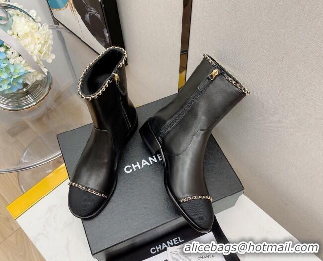 Cute Chanel Lambskin Chain Short Boots 3cm G37826 Black 2021