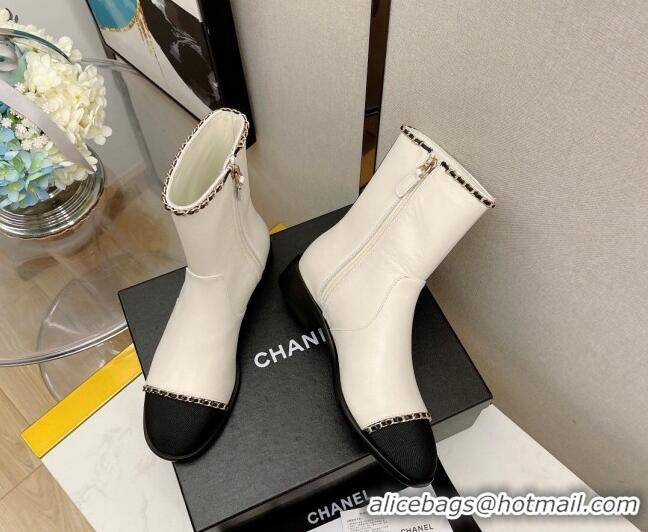 Discount Chanel Lambskin Chain Short Boots 3cm G37826 White 2021