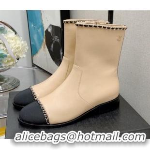 Custom Chanel Lambskin Chain Short Boots 3cm G37826 Apricot 2021