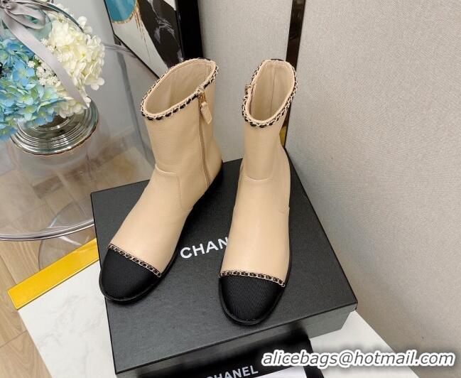 Custom Chanel Lambskin Chain Short Boots 3cm G37826 Apricot 2021