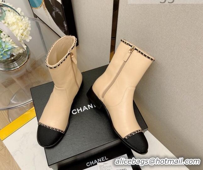 Custom Chanel Lambskin Chain Short Boots 3cm G37826 Apricot 2021