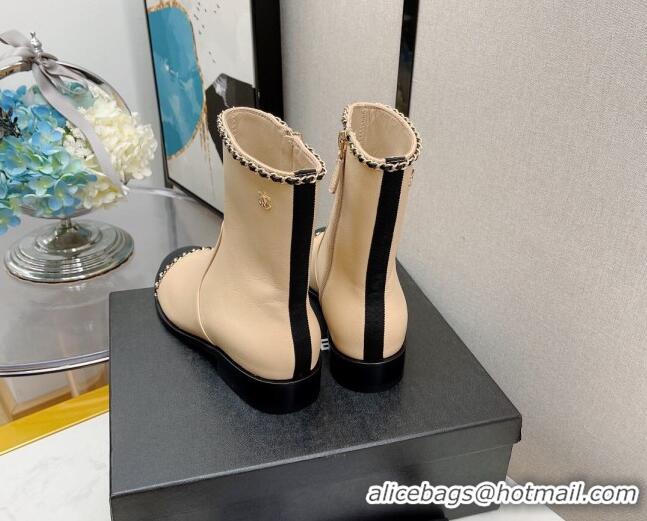 Custom Chanel Lambskin Chain Short Boots 3cm G37826 Apricot 2021