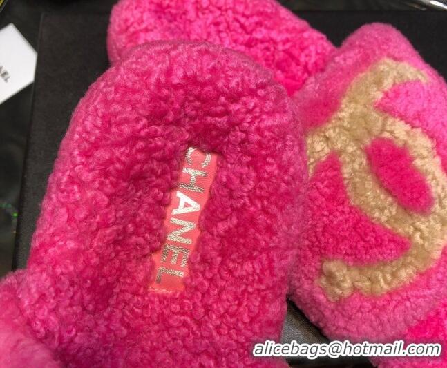 New Style Chanel CC Wool Flat Slide Sandals 080959 Pink 2021