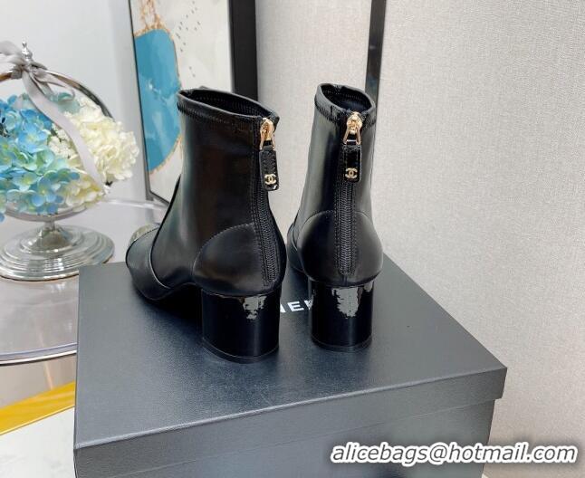 Best Price Chanel Elastic Leather Ankle Boots 5.5cm 081235 Black