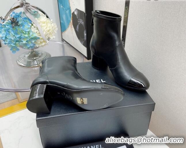 Best Price Chanel Elastic Leather Ankle Boots 5.5cm 081235 Black