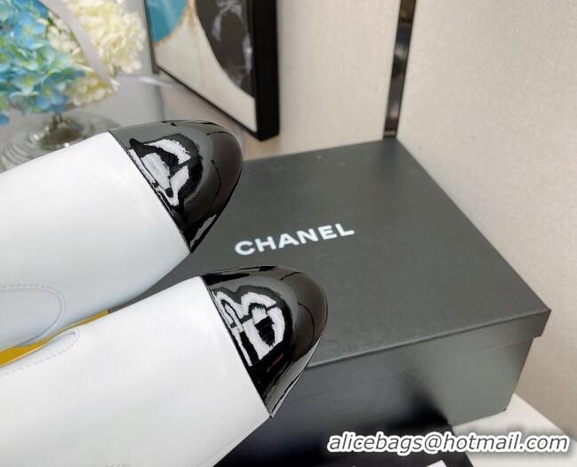 Grade Chanel Elastic Leather Ankle Boots 5.5cm 081235 White