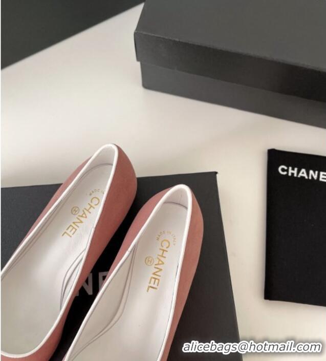 Luxury Chanel Suede Chain Pointed Toe Ballerinas 081241 Pink 2021