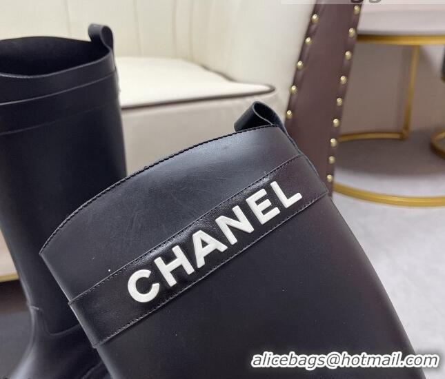 Best Price Chanel Vintage Rubber Rain High Boots 081347 Black 2021