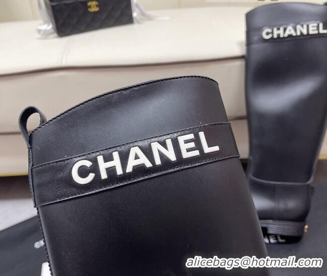 Best Price Chanel Vintage Rubber Rain High Boots 081347 Black 2021