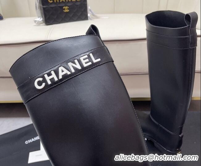 Best Price Chanel Vintage Rubber Rain High Boots 081347 Black 2021