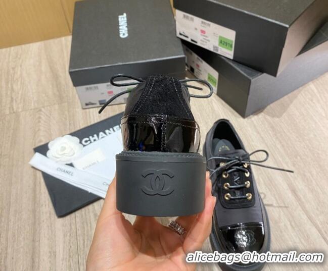  New Fashion Chanel Nylon and Patent Calfskin Lace-ups G38081 All Black 2021