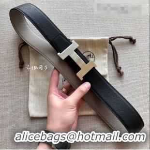 Buy Discount Hermes Constance Calfskin Belt 38mm with H Buckle H1504 Black/Grey 2021