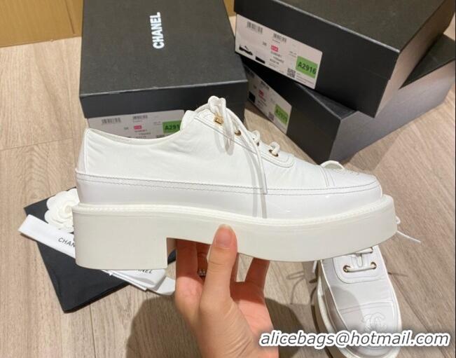 Best Design Chanel Nylon and Patent Calfskin Lace-ups G38081 All White 2021