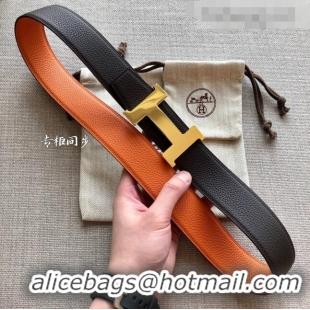 Well Crafted Hermes Constance Calfskin Belt 38mm with H Buckle Coffee H1504 Brown/Orange 2021