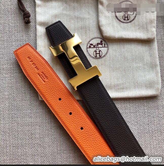 Well Crafted Hermes Constance Calfskin Belt 38mm with H Buckle Coffee H1504 Brown/Orange 2021