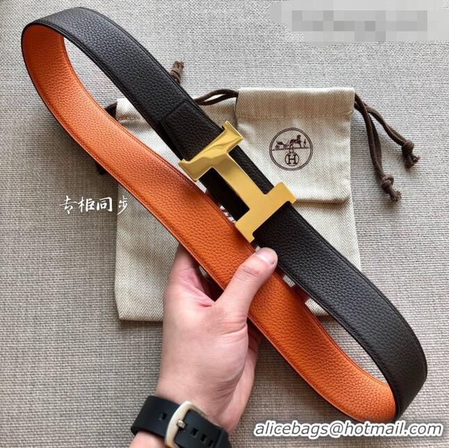 Well Crafted Hermes Constance Calfskin Belt 38mm with H Buckle Coffee H1504 Brown/Orange 2021