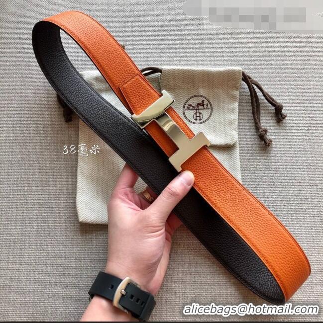 Well Crafted Hermes Constance Calfskin Belt 38mm with H Buckle Coffee H1504 Brown/Orange 2021