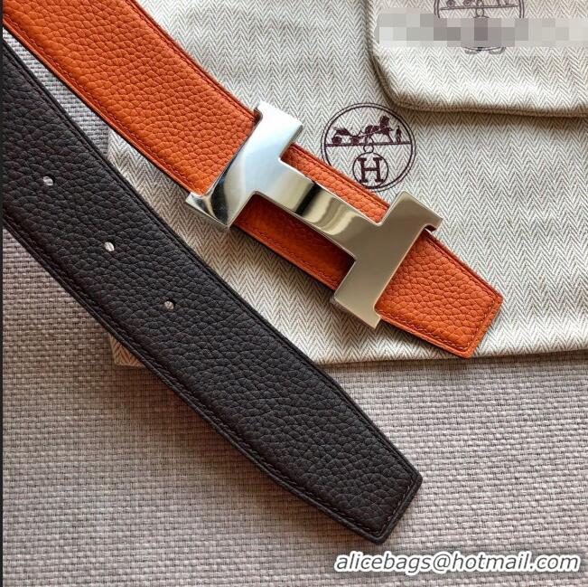 Well Crafted Hermes Constance Calfskin Belt 38mm with H Buckle Coffee H1504 Brown/Orange 2021