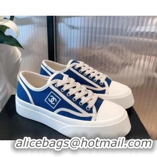 Most Popular Chanel Canvas Platfrom Sneakers 081414 Blue 2021