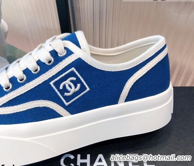 Most Popular Chanel Canvas Platfrom Sneakers 081414 Blue 2021