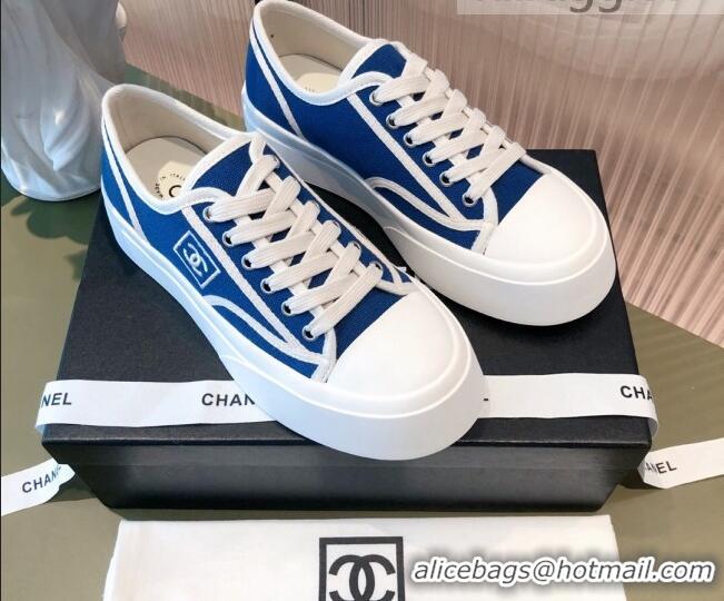 Most Popular Chanel Canvas Platfrom Sneakers 081414 Blue 2021