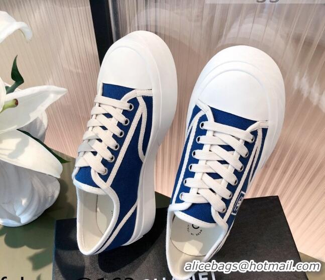 Most Popular Chanel Canvas Platfrom Sneakers 081414 Blue 2021