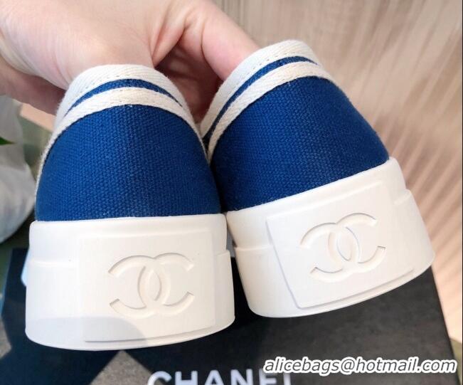 Most Popular Chanel Canvas Platfrom Sneakers 081414 Blue 2021